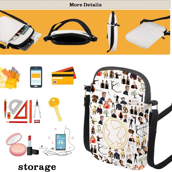 Trendy Game-Inspired Crossbody Bag with Water-Resistant Canvas and 3 Pockets - Picture 7 of 8